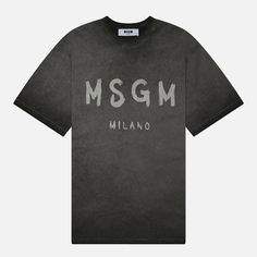 Женская футболка MSGM MSGM Milano Brush Stroke Faded, цвет серый, размер XS