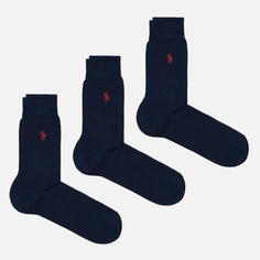 Комплект носков Polo Ralph Lauren Mercerized Cotton 3-Pack, цвет синий, размер 39-42 EU