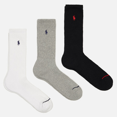 Комплект носков Polo Ralph Lauren Athletic Crew 3-Pack, цвет комбинированный, размер 39-42 EU