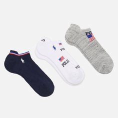 Комплект носков Polo Ralph Lauren All Over Polo USA Ped 3-Pack, цвет комбинированный, размер 40-46 EU
