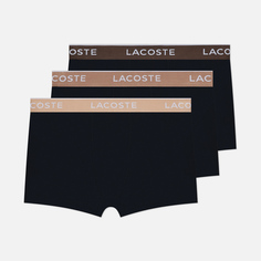 Комплект мужских трусов Lacoste Underwear 3-Pack Boxer Casual Contrast Waistband, цвет чёрный, размер S