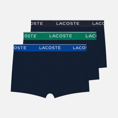 Комплект мужских трусов Lacoste Underwear 3-Pack Boxer Casual Contrast Waistband, цвет синий, размер S