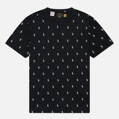 Мужская футболка Polo Ralph Lauren All Over Pony Cotton Jersey Sleep, цвет чёрный, размер S