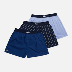 Комплект мужских трусов Lacoste Underwear 3-Pack Boxers Authentic Cotton Jacquard, цвет синий, размер S
