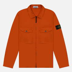 Мужская рубашка Stone Island Stretch Cotton Satin Garment Dyed Overshirt, цвет оранжевый, размер M
