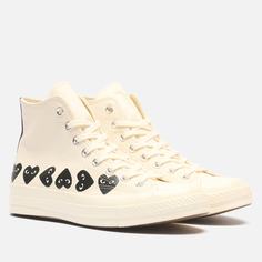 Кеды Converse x Comme des Garcons Play Chuck 70 Multi Heart Hi, цвет бежевый, размер 36.5 EU