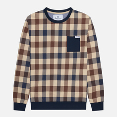 Мужская толстовка Aquascutum Active Macro Check Crew Neck, цвет бежевый, размер S