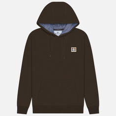 Мужская толстовка Aquascutum Active Club Check Patch Hoodie, цвет коричневый, размер S