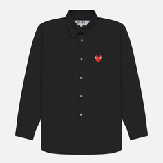 Мужская рубашка Comme des Garcons Play Red Heart Emblem, цвет чёрный, размер M