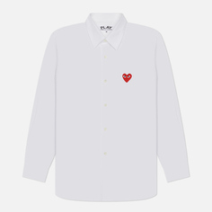 Мужская рубашка Comme des Garcons Play Red Heart Emblem, цвет белый, размер M
