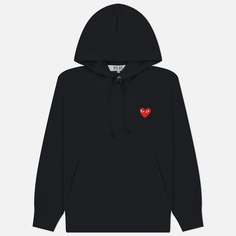 Мужская толстовка Comme des Garcons Play Red Heart Emblem Hoodie, цвет чёрный, размер M