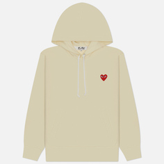 Мужская толстовка Comme des Garcons Play Red Heart Emblem Hoodie, цвет бежевый, размер M