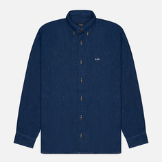 Мужская рубашка A.P.C. Mathias Logo, цвет синий, размер M