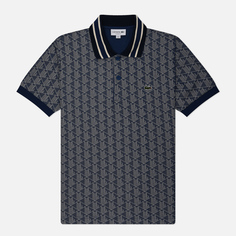 Мужское поло Lacoste Contrast Collar Monogram, цвет синий, размер S
