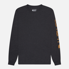 Мужской лонгслив Carhartt Relaxed Fit Heavyweight Logo Sleeve Graphic, цвет серый, размер S