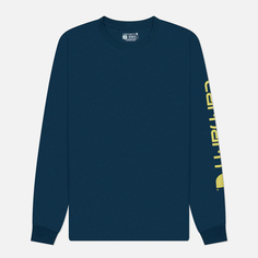 Мужской лонгслив Carhartt Relaxed Fit Heavyweight Logo Sleeve Graphic, цвет синий, размер S