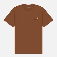 Мужская футболка Carhartt WIP American Script, цвет коричневый, размер S