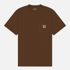 Мужская футболка Carhartt WIP Pocket Logo, цвет коричневый, размер S