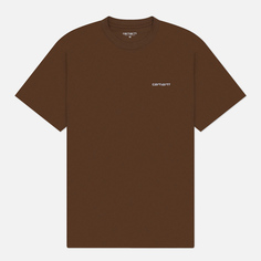 Мужская футболка Carhartt WIP Script Embroidery, цвет коричневый, размер S