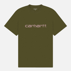 Мужская футболка Carhartt WIP Script, цвет оливковый, размер S