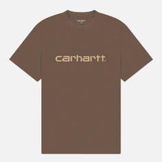 Мужская футболка Carhartt WIP Script, цвет коричневый, размер S