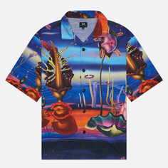 Мужская рубашка Edwin Temple Of Flora All Over Print Crepe, цвет синий, размер S