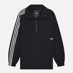 Мужская куртка анорак Y-3 3-Stripes Nylon Shell 1/2 Zip, цвет чёрный, размер S
