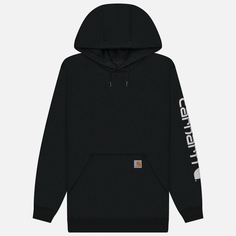 Мужская толстовка Carhartt Loose Fit Midweight Logo Sleeve Graphic Hoodie, цвет чёрный, размер S