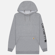 Мужская толстовка Carhartt Loose Fit Midweight Logo Sleeve Graphic Hoodie, цвет серый, размер S