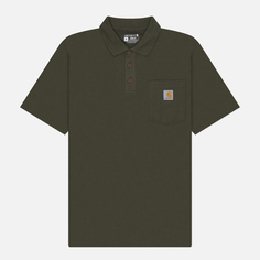 Мужское поло Carhartt Loose Fit Midweight Pocket, цвет оливковый, размер S