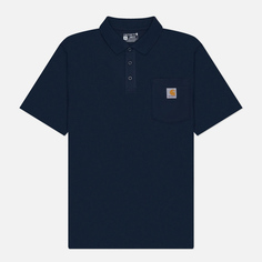 Мужское поло Carhartt Loose Fit Midweight Pocket, цвет синий, размер S