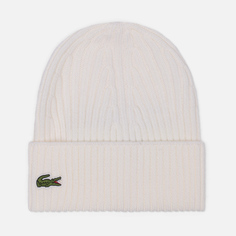 Шапка Lacoste Ribbed Wool Knit, цвет бежевый