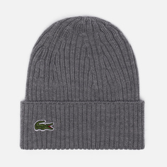 Шапка Lacoste Ribbed Wool Knit, цвет серый