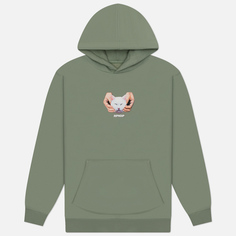 Мужская толстовка RIPNDIP Happy Kitty Hoodie, цвет зелёный, размер S