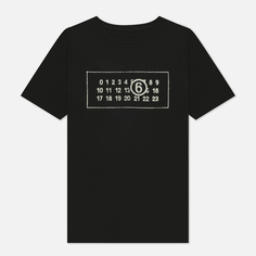 Женская футболка Maison Margiela MM6 Box Logo Numbers, цвет чёрный, размер XS