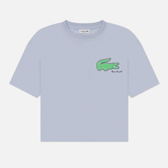 Женская футболка Lacoste Loose Fit Print Crocodile, цвет голубой, размер XS