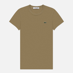 Женская футболка Lacoste Slim Fit Embroidered Crocodile, цвет бежевый, размер XS