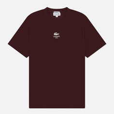 Мужская футболка Lacoste Signature Print Cotton, цвет бордовый, размер S