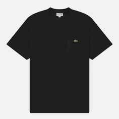 Мужская футболка Lacoste Embroidered Crocodile Pocket, цвет чёрный, размер S