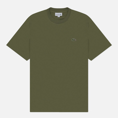 Мужская футболка Lacoste Classic Fit Embroidered Crocodile, цвет оливковый, размер S