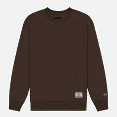 Мужская толстовка Alpha Industries Essential Crew, цвет коричневый, размер XS