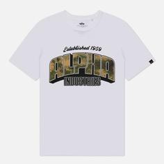 Мужская футболка Alpha Industries Camo Logo, цвет белый, размер S