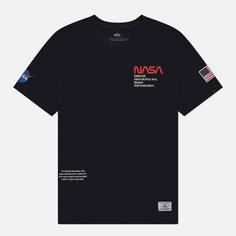 Мужская футболка Alpha Industries NASA Worm Logo Gen II, цвет синий, размер S