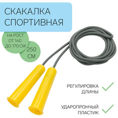 Скакалка спортивная 2.5 м на рост от 140 до 170 см, все уровни подготовки No Brand