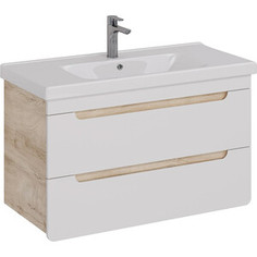 Тумба с раковиной Lemark Olivia 100х45 белый глянец/дуб кантри (LM08OL100T, 641259)