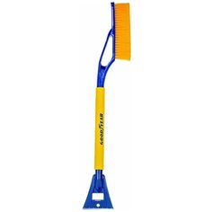 Щетка автомобильная для снега с распушенной щетиной GOODYEAR 69 см / щетка от снега для автомобиля со скребком и мягкой ручкой WB-03 GY000203