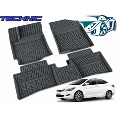 Автомобильные коврики резиновые в салон Хендай Солярис 1 / Hyundai Solaris 1 2010-2017 Coverso Elastomers