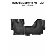Передние автомобильные коврики ЭВА с Бортами для Renault Master II (03-10г.) рестайлинг. ЕВА соты от SUPERVIP для Рено Мастер 2. Черный цвет.