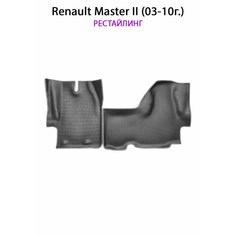 Передние автомобильные коврики ЭВА с Бортами для Renault Master II (03-10г.) рестайлинг. ЕВА соты от SUPERVIP для Рено Мастер 2. Cерый цвет.