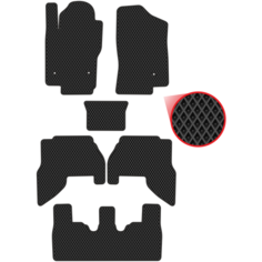 Автомобильные коврики EVA для Nissan Pathfinder III 3 ряда (2004-2014), чёрные с чёрным кантом, ячейка - ромб Carstar